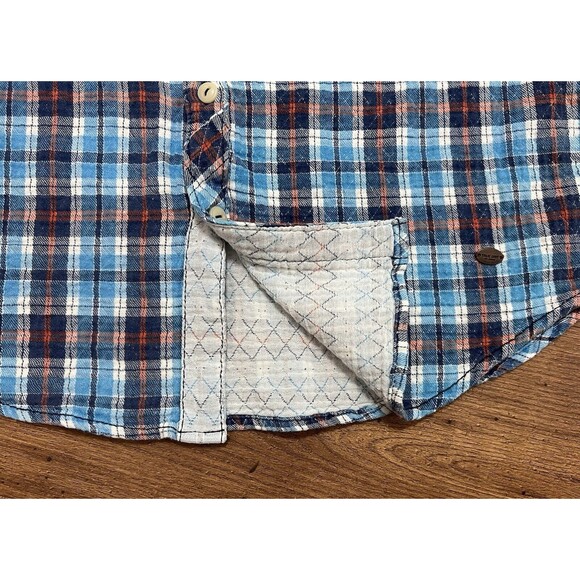 True Grit Button Up Shirt Mens Large Blue Red Plaid Flannel Long Sleeve Western - Picture 10 of 15
